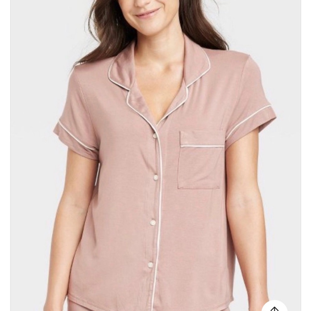 Eberjey soft blush pijama set  Short Sleeve Button-Up Pajama Top small